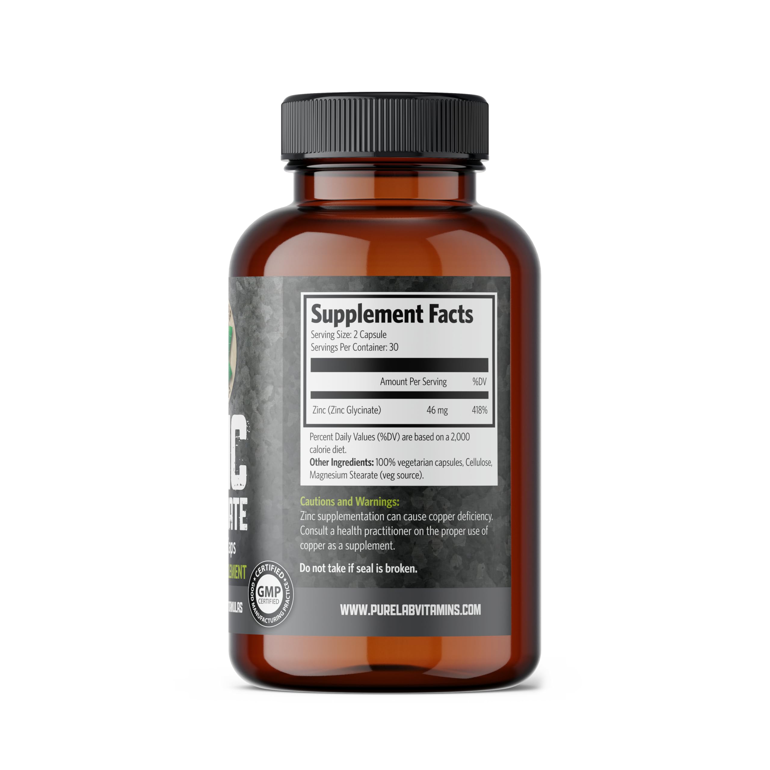 Pure Lab Vitamins Zinc Glycinate – 60 Vegi-caps — Amazon image 2