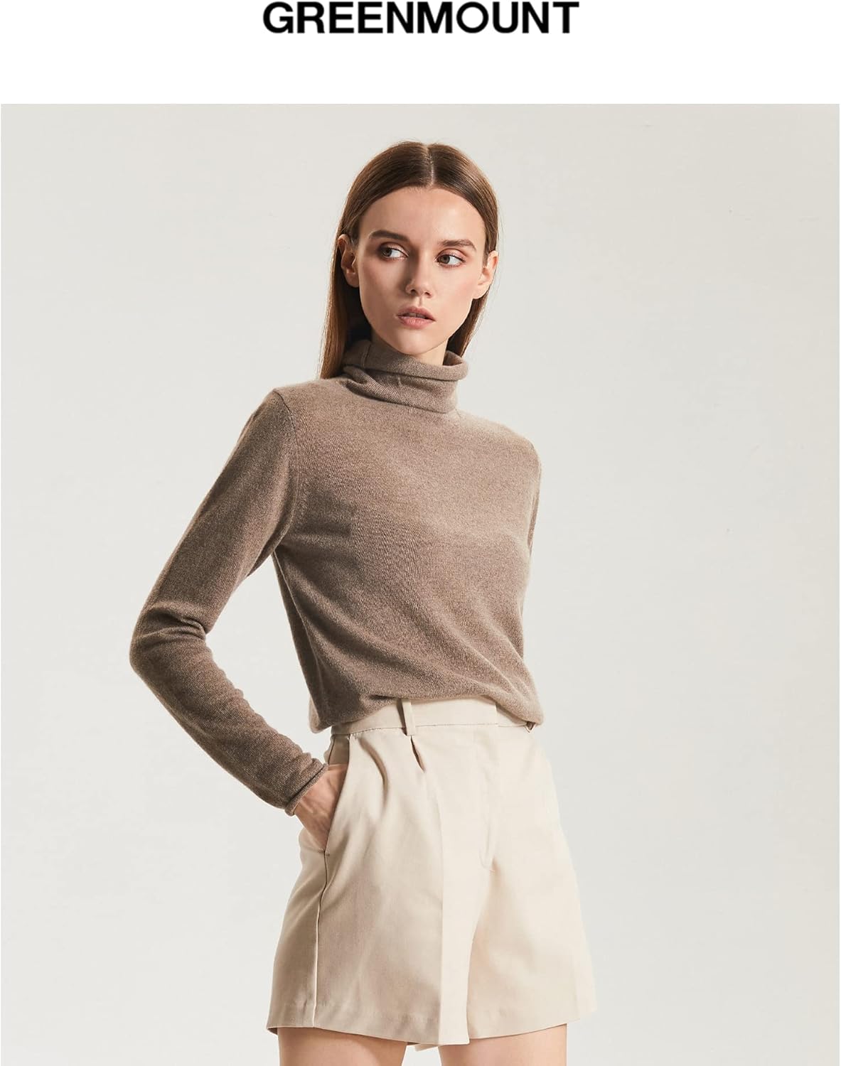 GreenMount Women's Turtleneck Sweater 100% Pure Cashmere Essential Long Sleeve Pullover Pile Collar Sweater for Women - Image 2