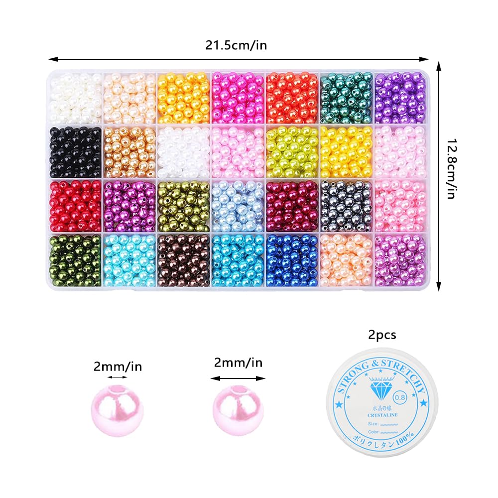 Set 1960 Perle Colorate 6mm - 28 Colori Con Cordino Elastico, Per Bracciali, Collane Fai Da Te - Foto 11