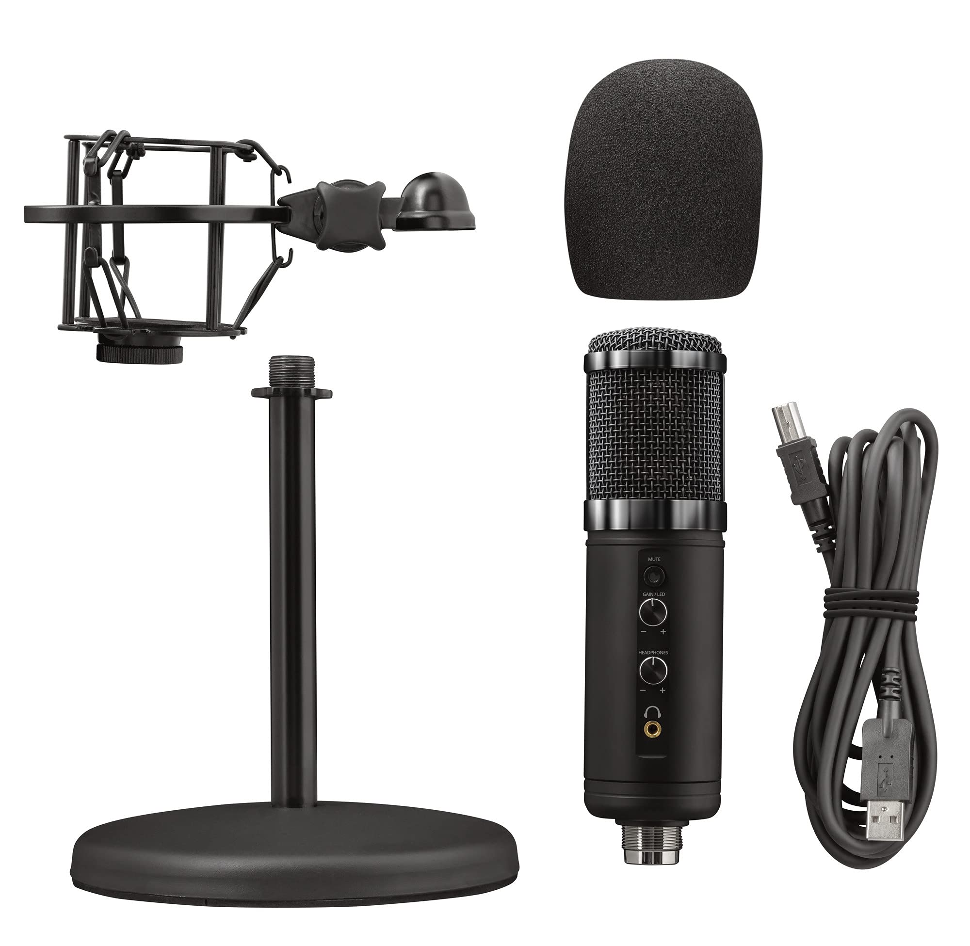 Trust Gaming GXT 256 Exxo USB Gaming Mikrofon für PC, PS4, PS5, RGB LED, Streaming, Podcast, schwarz