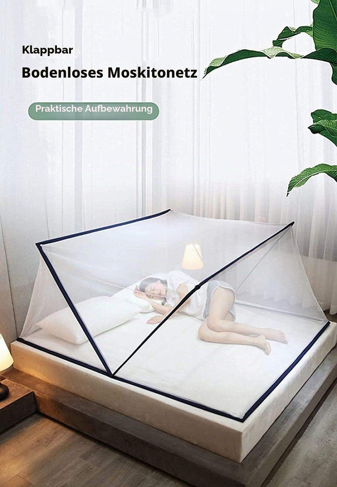 Klappbares Moskitonetz Zelt für Erwachsene und Kinder, Tragbar für Bett, Familienhaus und Schlafsaal - Navyblau, 160×190×80cm