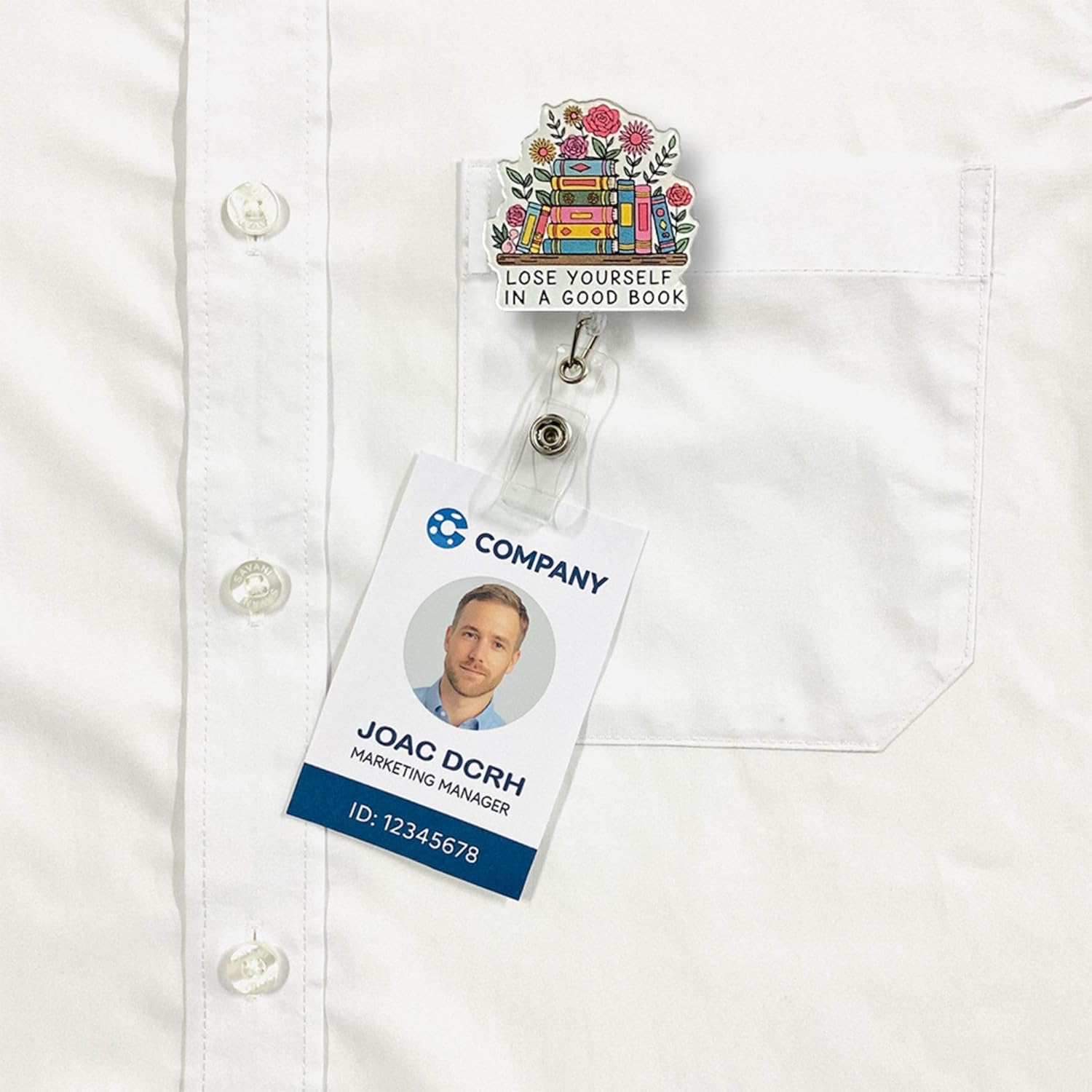 (4PCS) Lose Yourself in A Good Book Badge Reels Retractable, Name Badge Holder Reel ID Clip, Readers Book Lover Bookish Pediatric Decorative Gifts for Readers Nurses Office Worker Teacher Student - Image 5