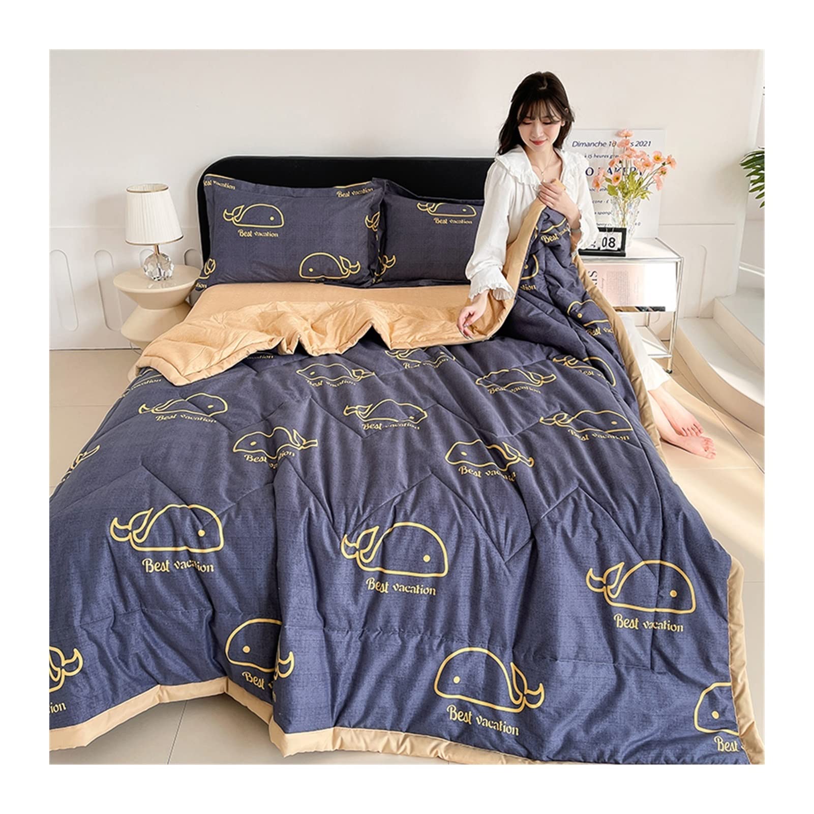 DUBTEDHOU Summer Blanket Lightweight Cooling Blanket Air Condition Summer Quilt Multicolor Multiple Sizes(A15,Quilt-200X230CM)