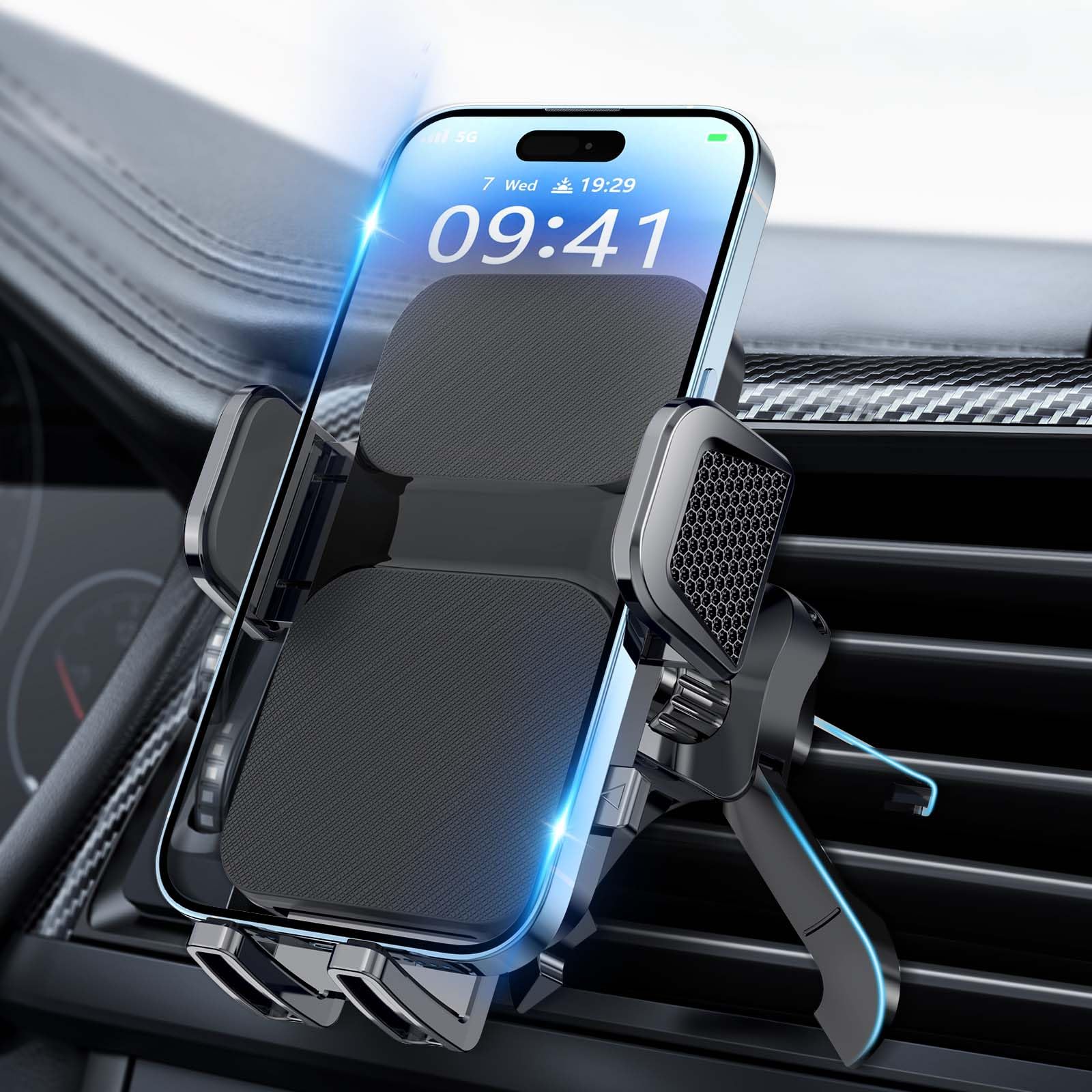 Brencco Car Phone Holder Air Vent, 360° Rotation Car Phone Holder Hook Clip & Legs Double Support One Button Release for Cars Vent for iPhone, Galaxy, All 4.0''-7.0'' Smartphones