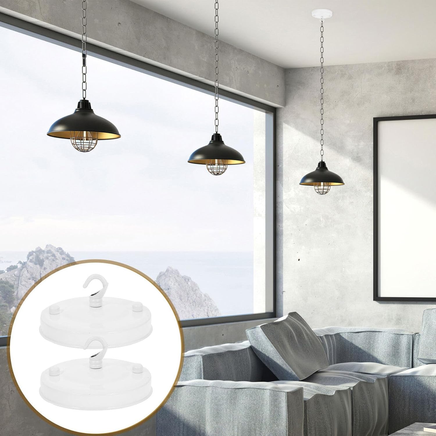 Gadpiparty Ceiling Cover Plate Pendant Light Canopy Metal Chandelier Mounting Plate Base 4.13 4.13 0.98 in 2 Pack for Living Room Bedroom Restaurant Fixture Installation