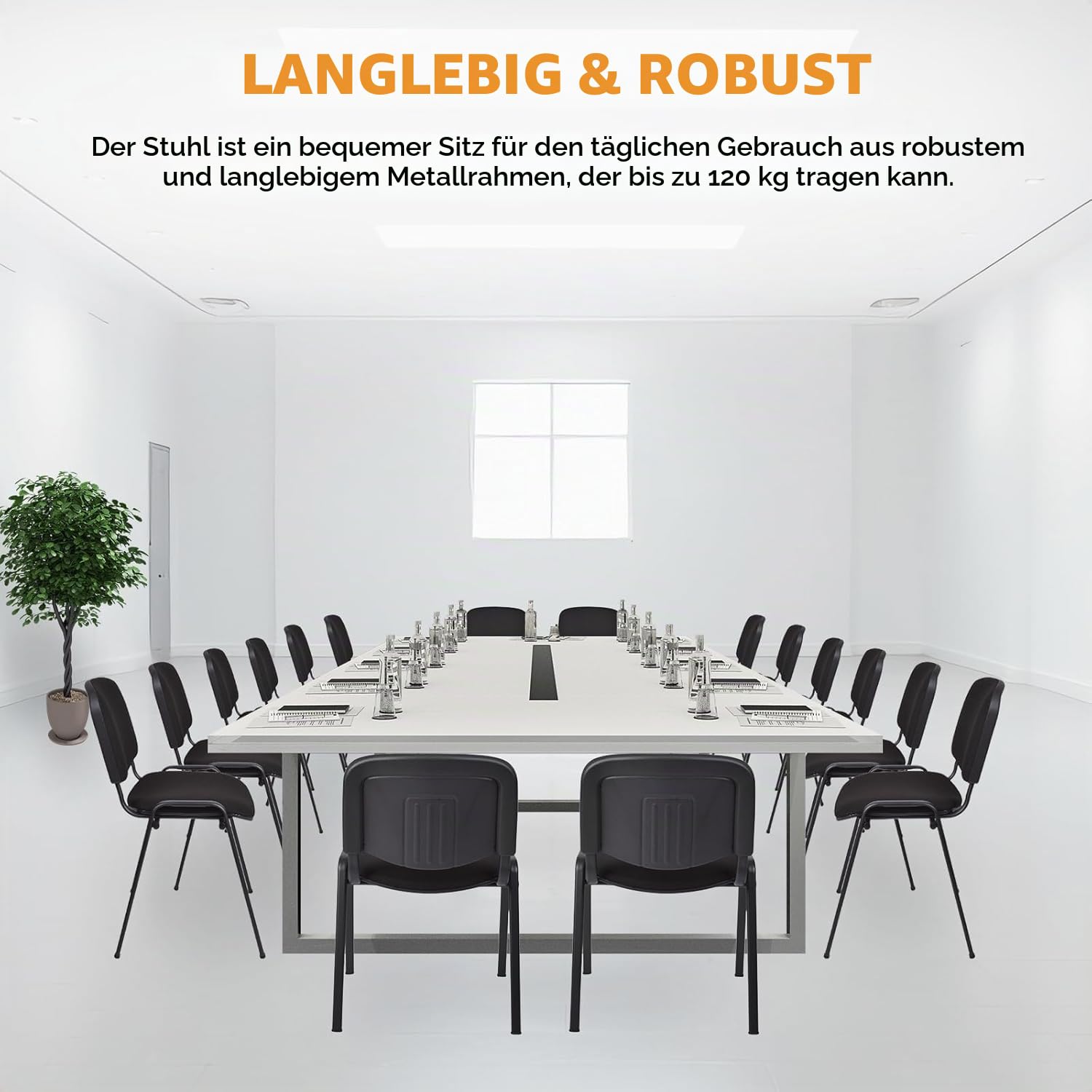 Topsit Besucherstühle 8er Set, stapelbare Konferenzstühle ohne Armlehnen, Stapelstühle mit Metallgestell, für Büro, Konferenz, Reception (Rot)