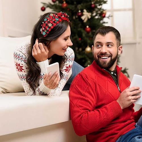 Vista 167 de Diadema de Navidad para mujer, accesorios de Navidad con cuentas, arco de Navidad, copo de nieve, diadema anudada HOHOHO, rojo y verde, perla