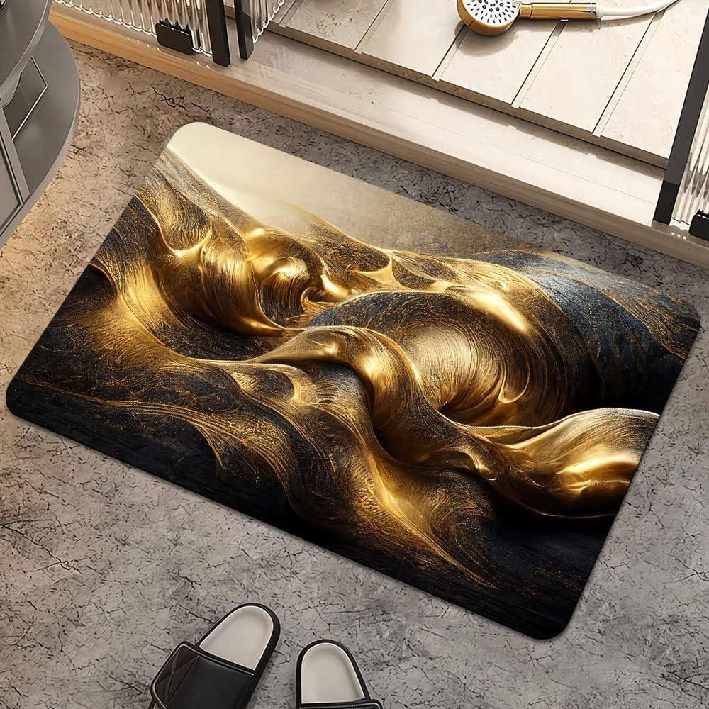 FIGMENT 3D Anti-Slip Water Absorbent Bathroom Mat | Quick Dry Rectangular Bath Mat for Home, Kitchen Doorway, Office & Entryway Use | Soft, Odour-Free & Easy Clean Floor Mat (60x40 cm)