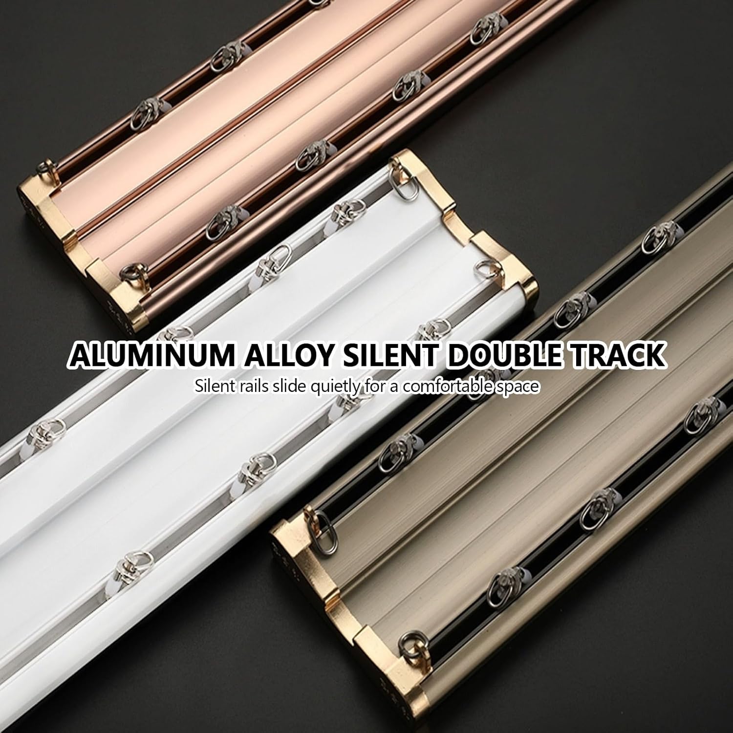 Silent Double Curtain Rail Slider Track, Aluminum Mute Mount Ceiling Curtain Track, Modern Windows Decorative Integrated Design, Hang Blackout Curtains, for Hospital Bedroom Living Room
