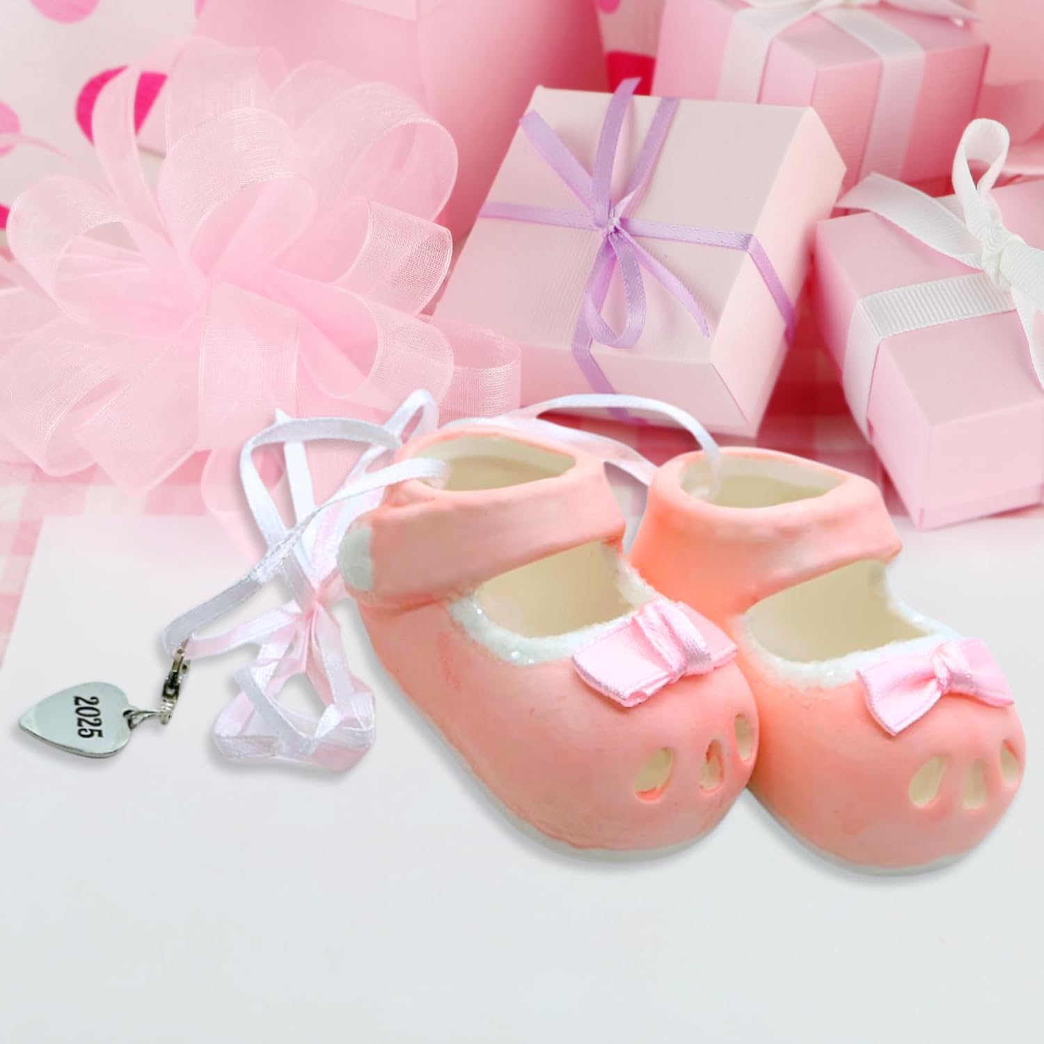 Ganz Baby Girl Shoe Personalized Ornaments Pink Dated 2025 Babys First Christmas Ornament Booties for New Parents, Birth, for Girls, Babys First Christmas Ornament 2025 Girl - Image 7