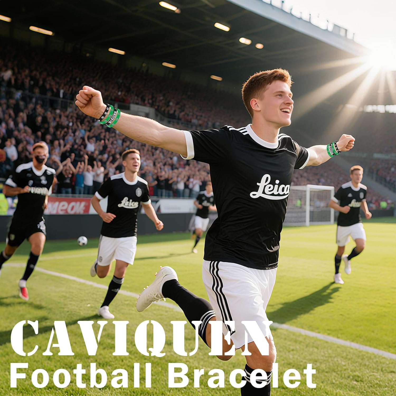 Soccer SIlicone Wristband 36PCS, Green Black White Soccer Rubber Bracelets for Sport Team - Image 2