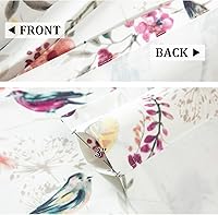 Vista 66 de VOGOL Cenefas con patrón de pájaros para ventanas de cocina, cenefa texturizada de lino con estampado floral y pájaros para ventanas pequeñas
