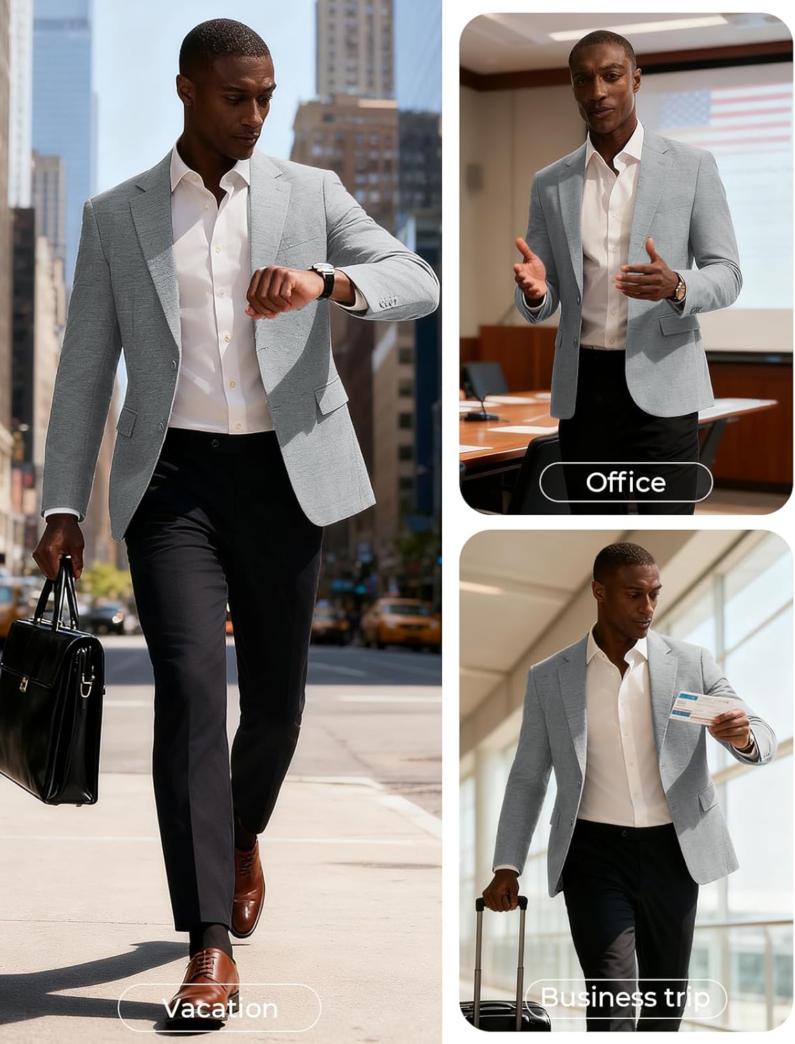 PJ PAUL JONES Mens Casual Blazer Sport Coats Two Buttons Lightweight Suit Jacket - Image 4