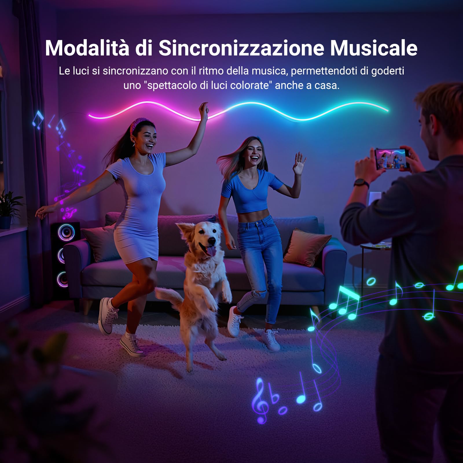 NEEWER Striscia LED da 3m, Luci Neon Strisce RGB IC Tagliabile Flessibile Smart AI con Controllo App per Camera da Letto Sala Giochi Interno Studio, Compatibile con Google Assistant e Alexa, NS02