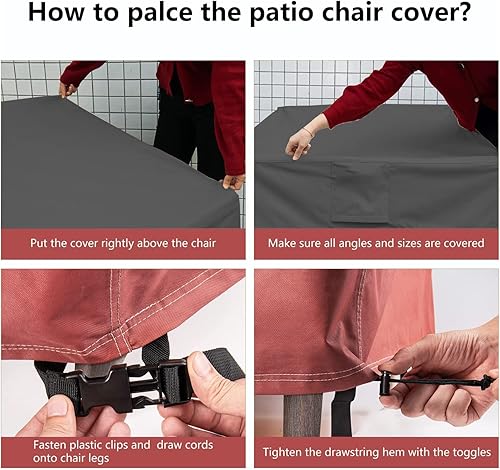 Miniatura 2 de Paquete de 2 fundas giratorias para sillas de salón para exteriores, 600D, resistentes, 100% impermeables, resistentes a los desgarros, resistentes