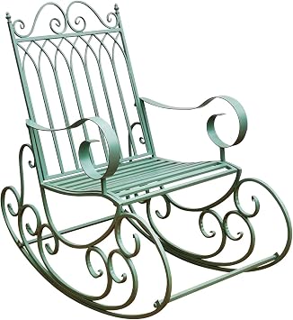 Rocker Chairs,Outdoor Rocking Chair,Wrought Iron Rocking Chair,Outside Front Porch Furniture,High Back Smooth Rocking Chairs for Outdoor Indoor, White