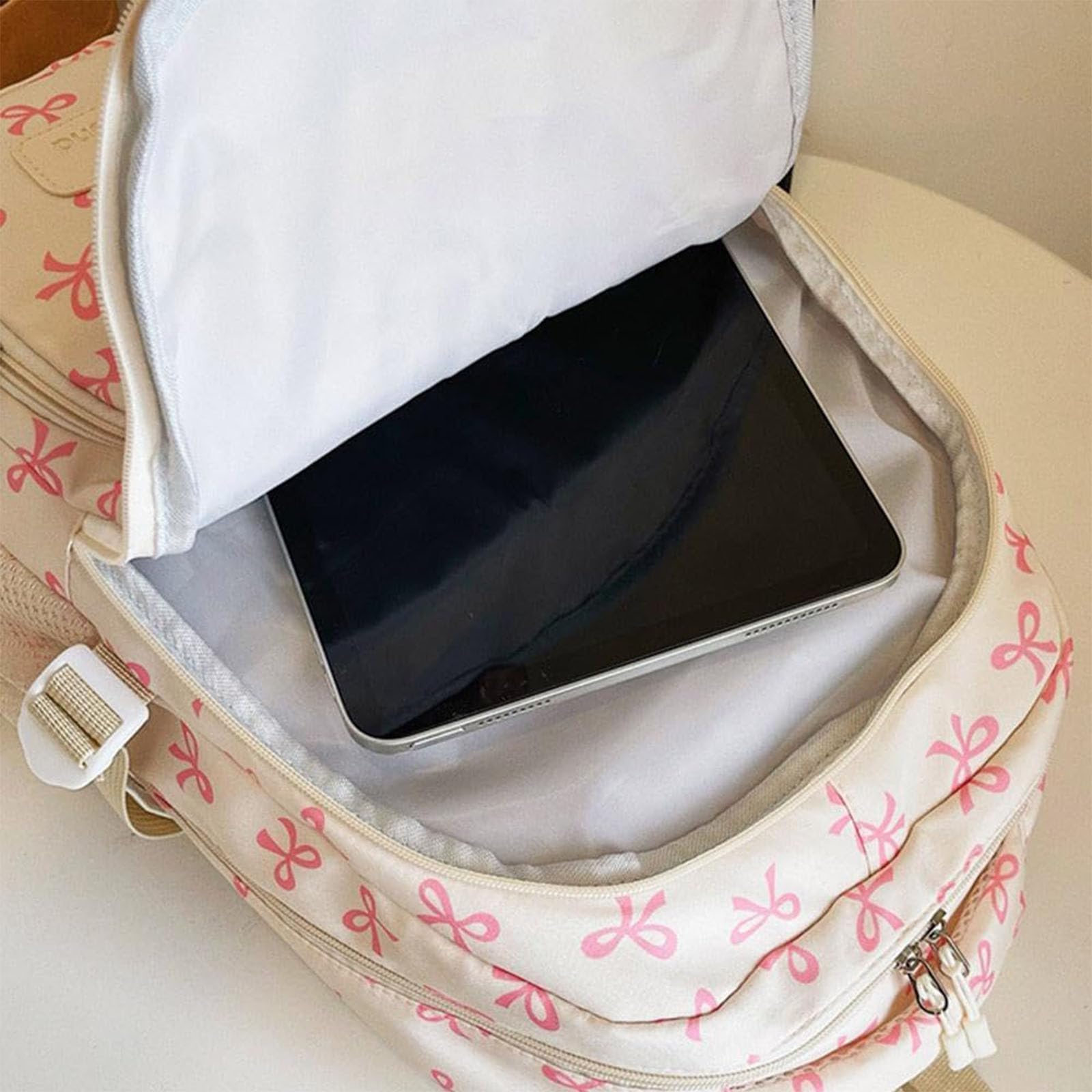Rucksack-Set mit Schleife für Mädchen, Damenrucksack, adrette Schultasche, rosa Schultasche, 3-teiliges Rucksack-Set mit Schleife für Damen, für Grundschule