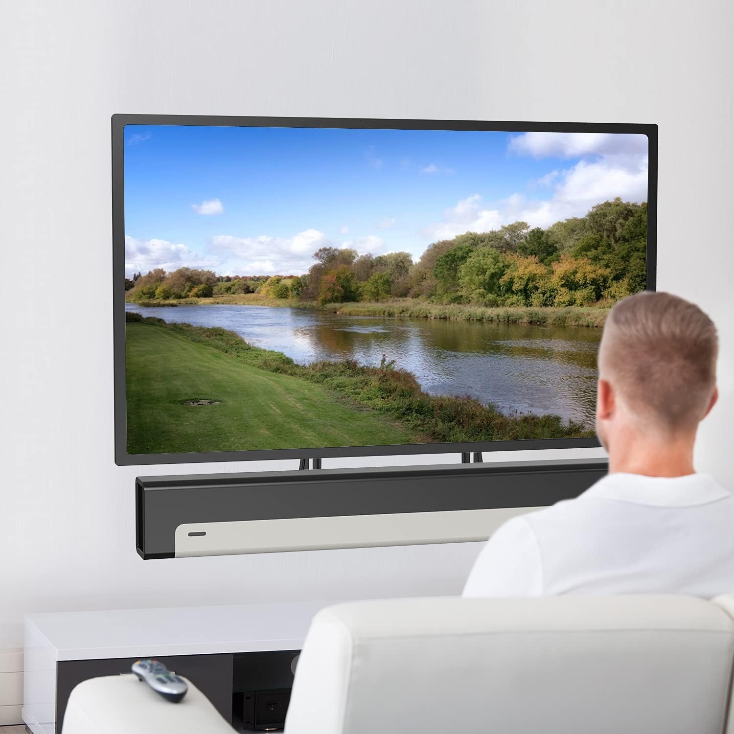 WALI Universal Soundbar Mount for TV, Heavy-Duty Bracket for Mounting Above or Below Screen, Length Up to 17",Fits Samsung,Sony,Bose,LG,Vizio,Roku,Vizio,Bose & More (SBR201)