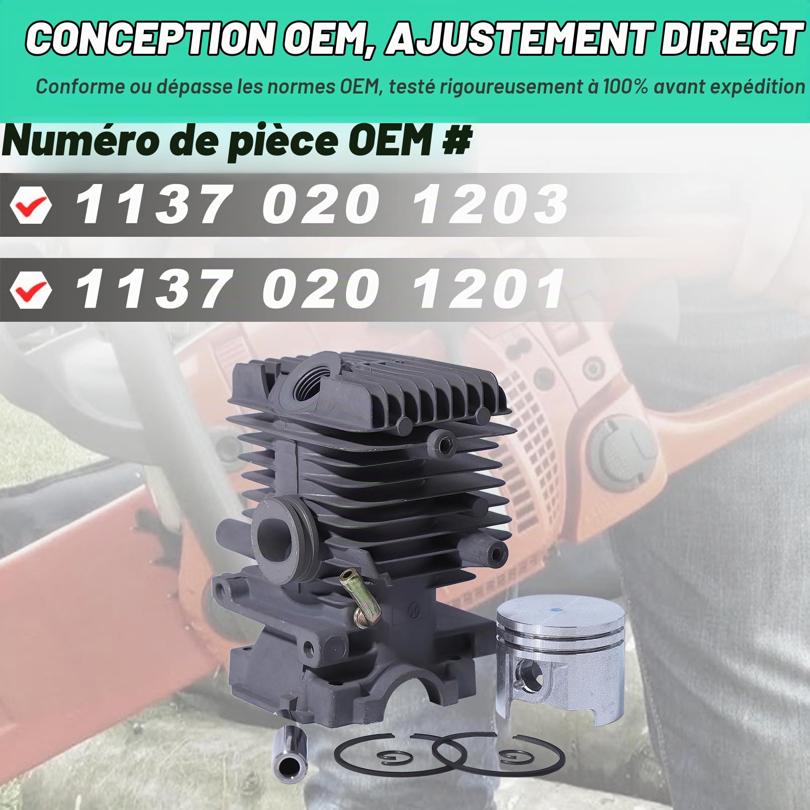 Adefol 37MM Cylindre Piston Kit pour Stihl MS192 MS192T MS192TC MS192TC-E MS192T-Z MS192TC-E Tronçonneuse avec Bougie d'allumage Remplacer pour 1137 020 1203 1137 020 1201