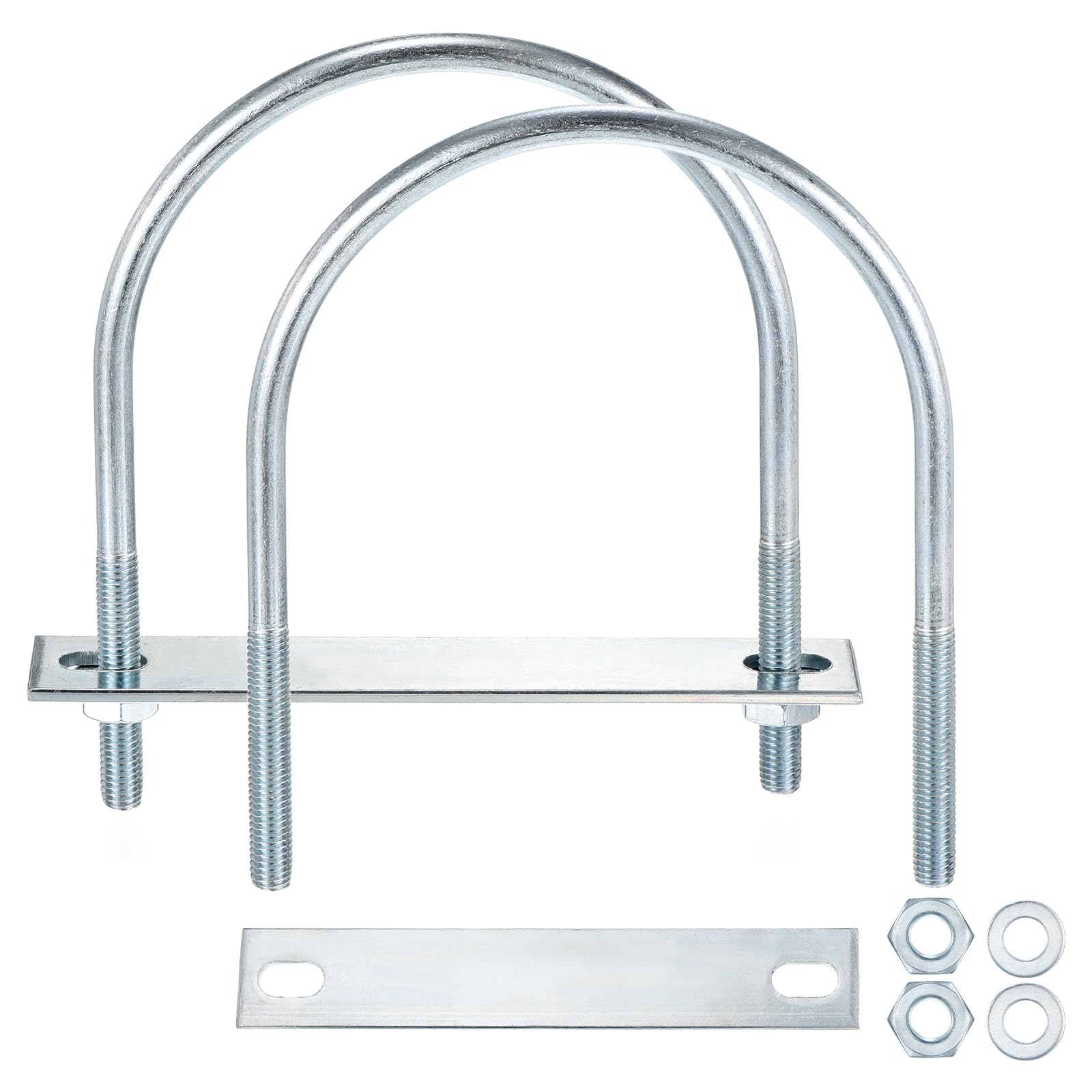 METALLIXITY U Bolts 2 Sets (5/16"(M8) x4.25"x5.7"), Round U Bolt Kits Carbon Steel with Accessories, for Construction Pipe