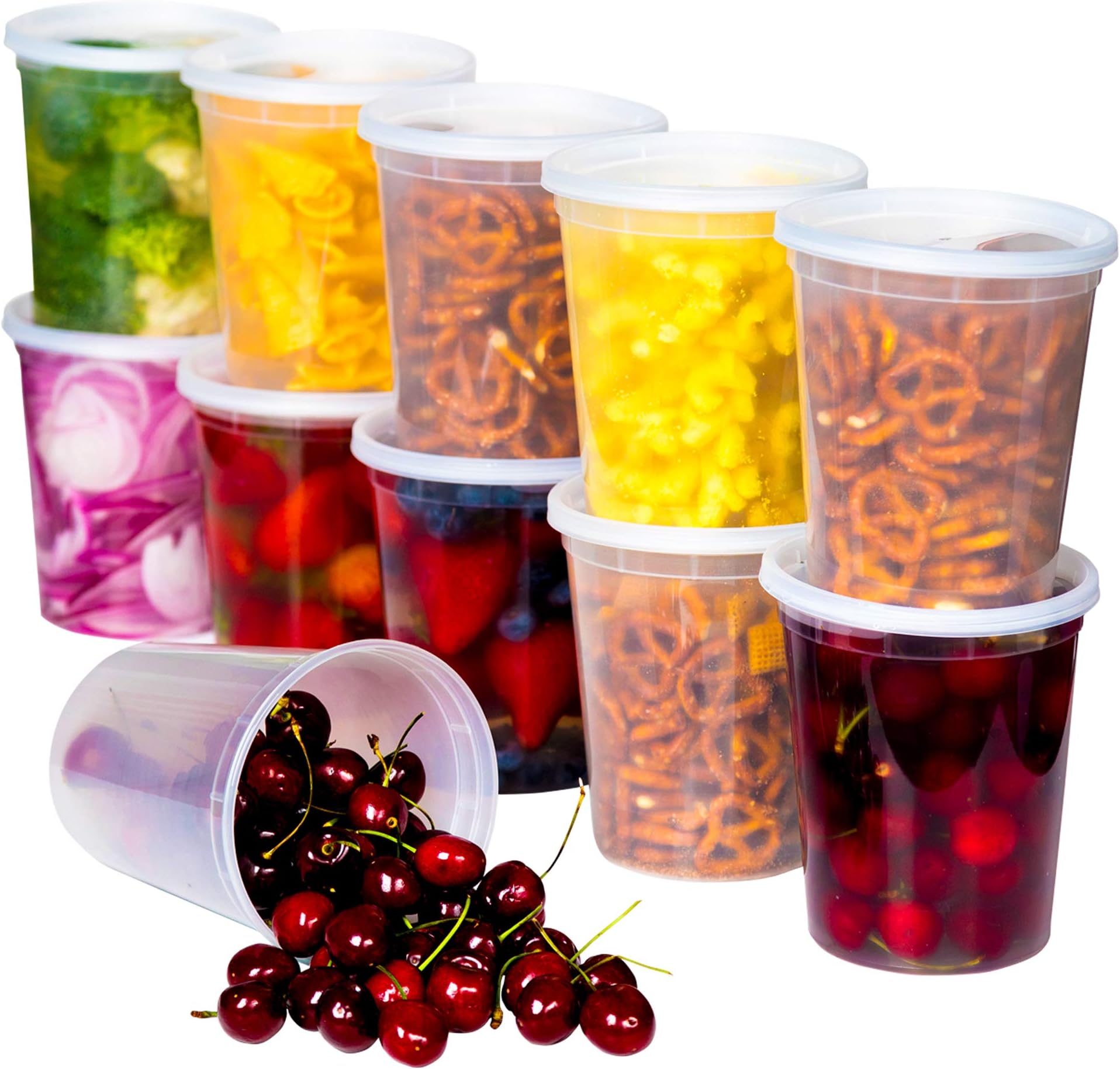Plastic Food Storage Containers with Lids - 40 Pack 8oz