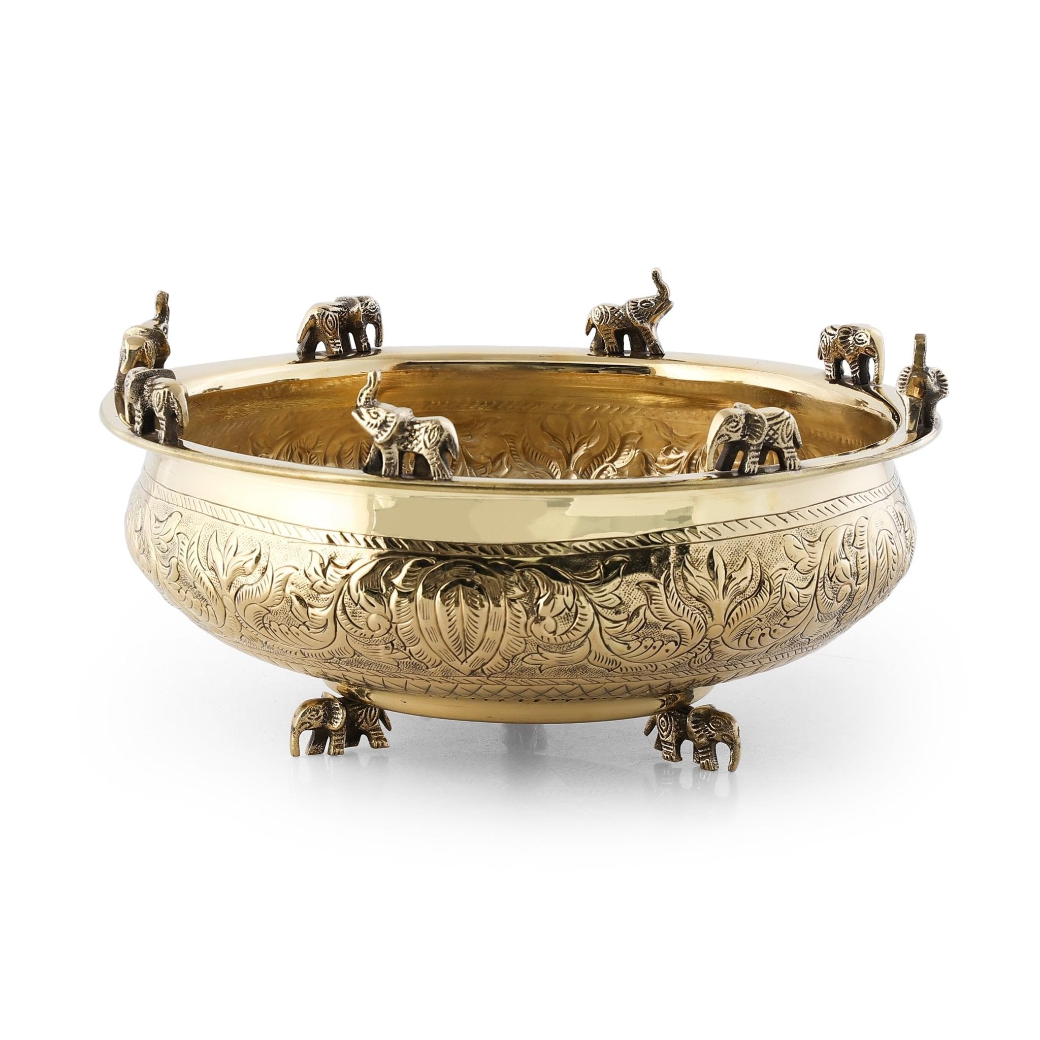 Urli éléphant en laiton 20,3 cm : objet d'art artisanal pour décoration raffinée