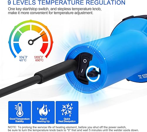 Miniatura 5 de Soldador de plástico con aire caliente 1600W Kit de soldadura de plástico para techos 110V, soldador de plástico con aire caliente de mano con