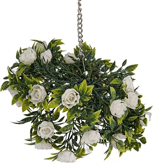 Cesta de jardín colgante de plástico con bolas de rosas para exhibición de plantas al aire libre, opciones de tamaño de 20 cm y 25 cm (B 20 cm)