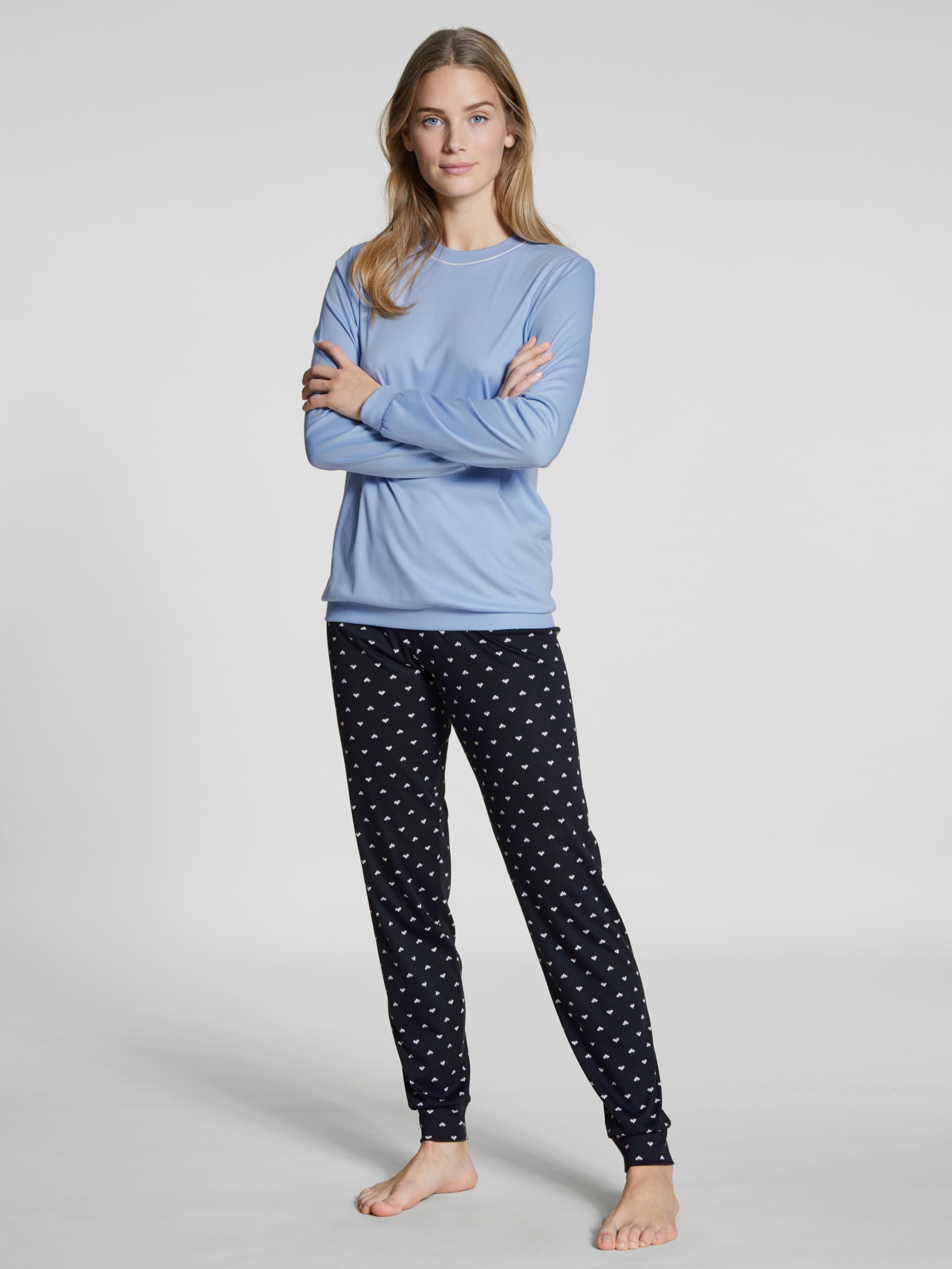 Calida Amantes de la Noche Juego de Pijama, Azul lapislázuli, L para Mujer