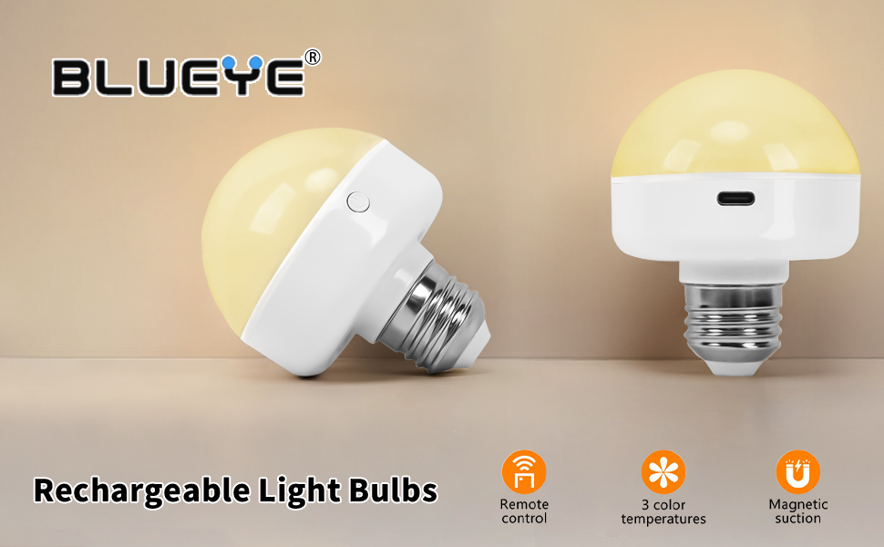 BLUEYE Rechargeable Light Bulbs with Remote,7W 350LM Battery