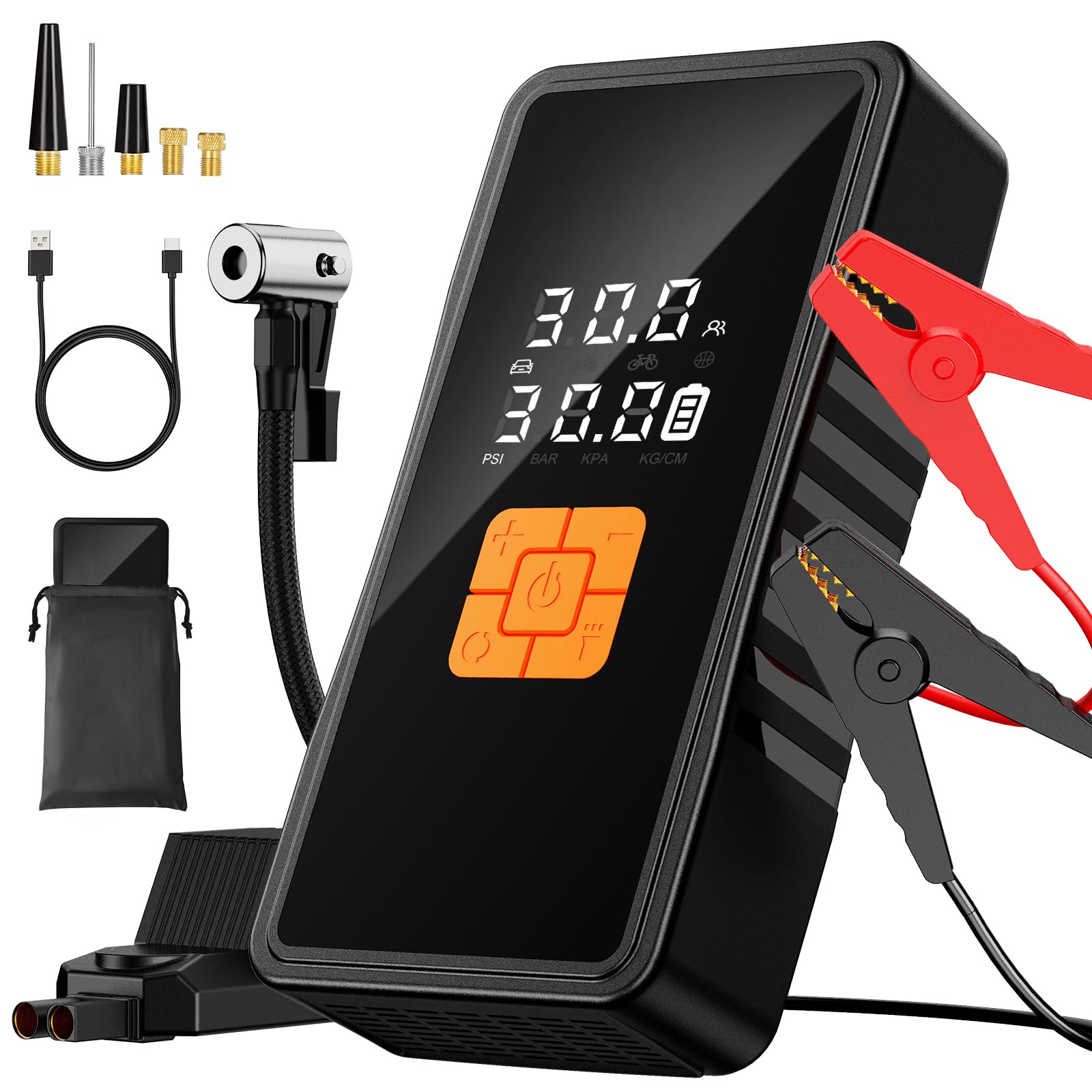 Preciva Arrancador de BateríAs de Coche 6000A，Jump Starter 12v, Linterna LED de Emergencia,Carga RáPida, Utilizado en Coches, Motos, Bicicletas