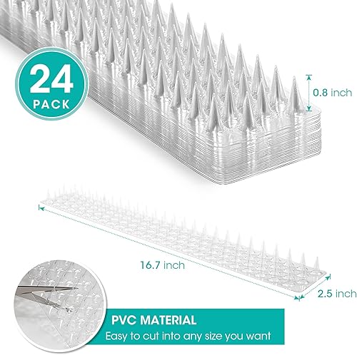 Miniatura 2 de Touri Paquete de 24 tiras transparentes de PVC transparente para cercas y techos exteriores para mantener alejados a pájaros, palomas, gatos,