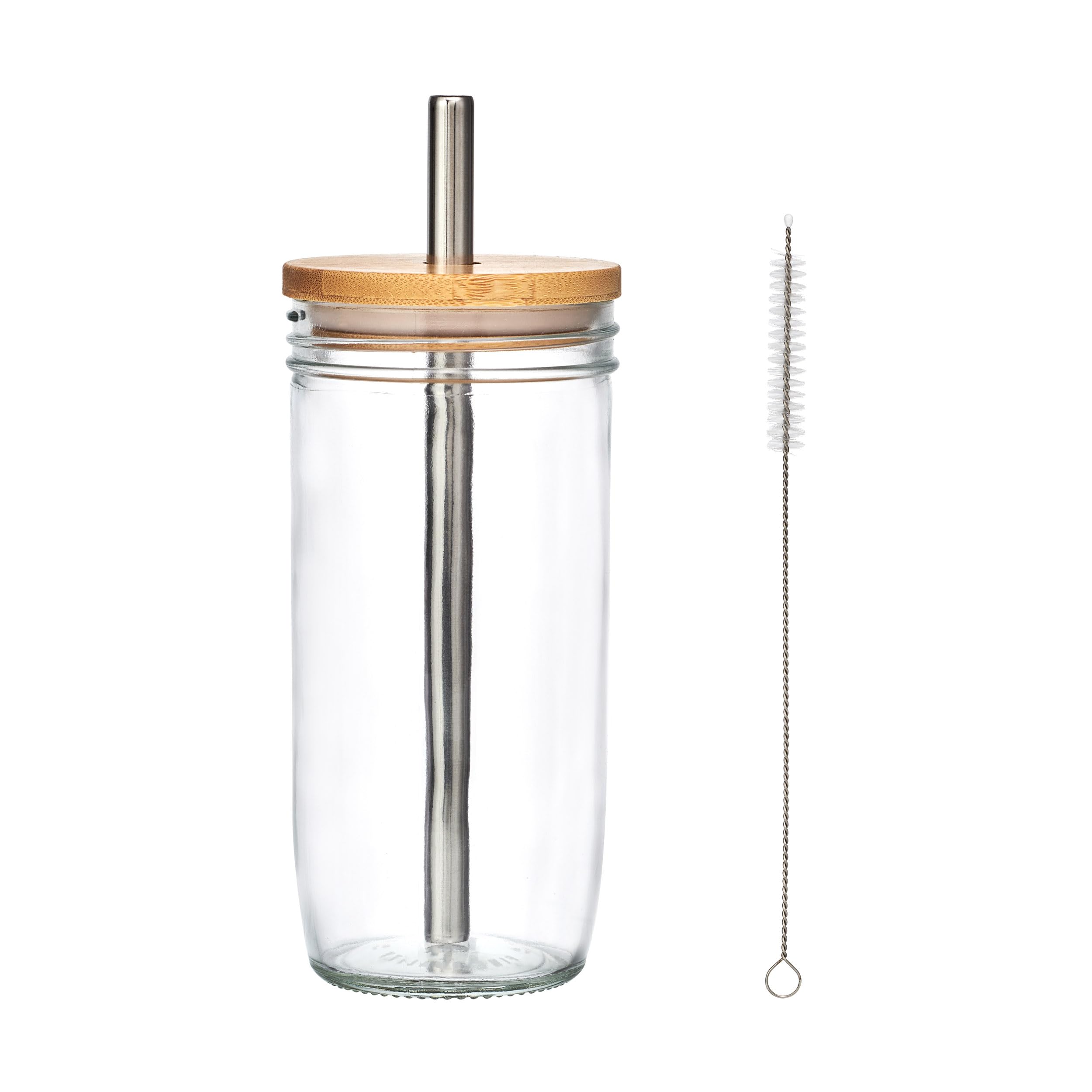 La Cafetière Bubble Tea Tumbler, 650ml Clear Glass Cup with Stainless Steel Straw, Reusable Boba Bubble Tea Drinking Cup, Ideal for Smoothies, Milkshakes, Iced Lattes and Cold Drinks