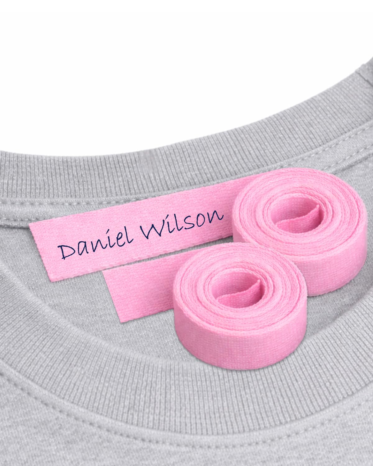 2 Iron-On Pink Fabric Tape. Writable Clothing Label Roll, 3m x 1cm. for Kids, School & Care Settings, Nursery