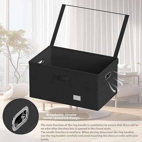 Miniatura 5 de Organizador de zapatos para armario, contenedores de almacenamiento para 18 pares, contenedores plegables de almacenamiento de zapatos con cubierta