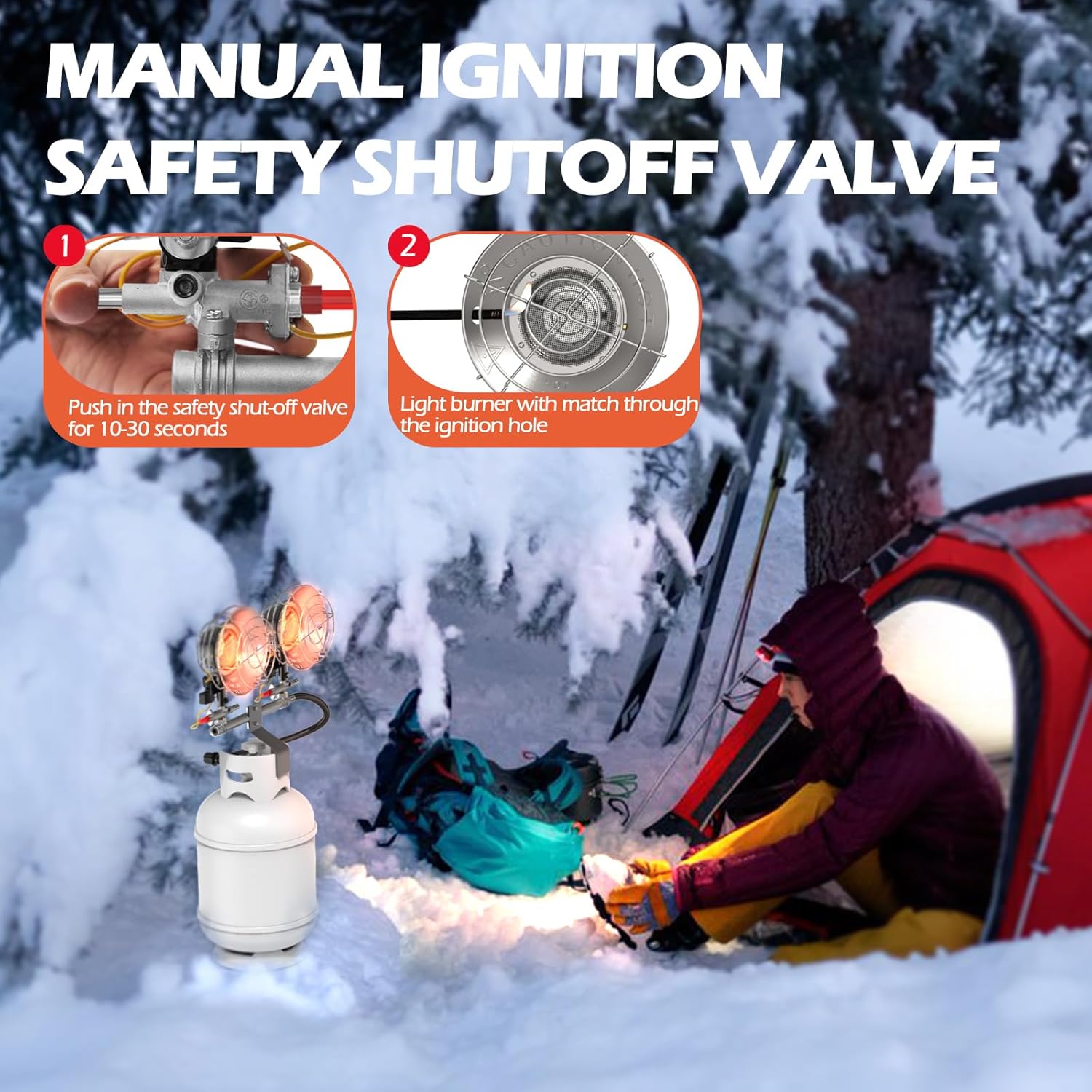AgiiMan Propane Heater - 32000 BTU Portable Tent Heater, Camping Gas Heaters and Stove, Patio Heaters with Shut-off Valve and Tip-over Switch for Outdoor/Indoor Ice Fishing Hiking (Tanks Not Included)