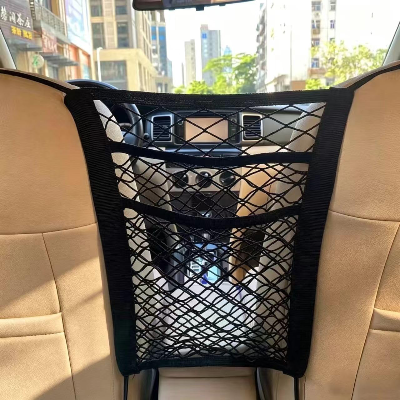 YDSTNiu Car Seat Mesh Organizer for Chrysler Pacifica II Bj. 2016-2024, Storage Net Pocket Barrier Pet Kid Holder Cargo Accessory Seat Back Net Storage Pouch
