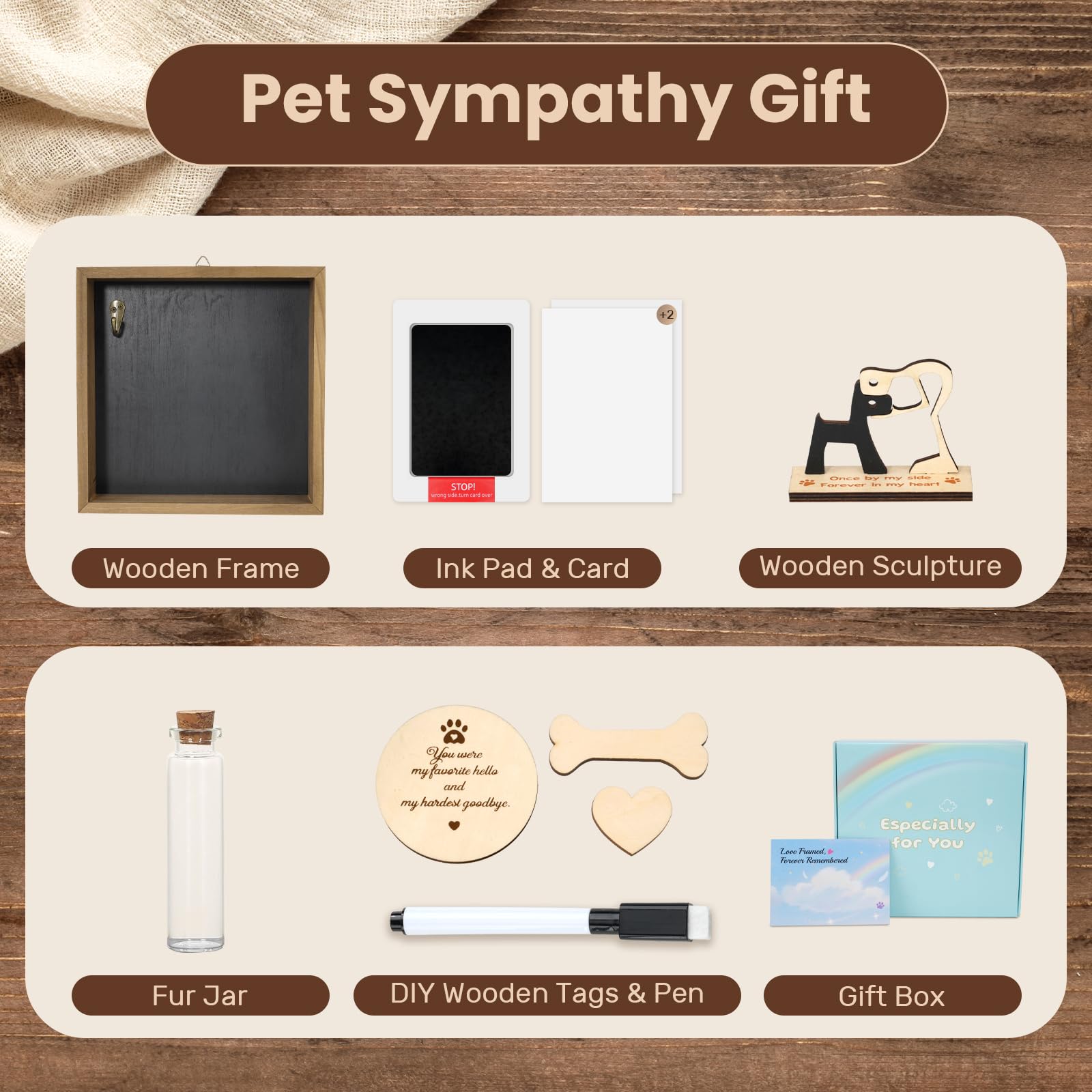 VavoPaw Pet Memorial Gifts for Dogs 8.6'' Pet Memorial Shadow Box, Loss of Dog Sympathy Gift with Paw Print Kit, Fur Jar - Image 4