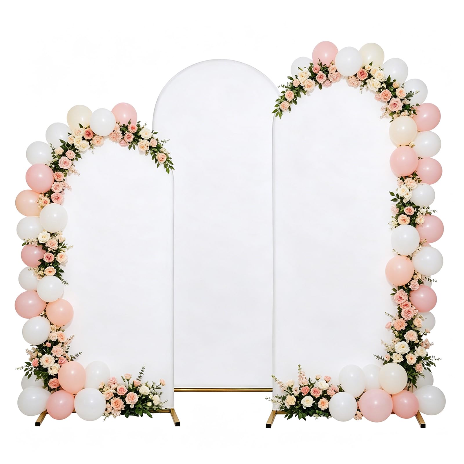 Lot de 3 Housses d’Arche de Mariage 1,8m / 2m / 2,2m, Tissu Fond Photo Respirant Réutilisable, Décoration pour Mariage, Anniversaire, Baptême et Événements