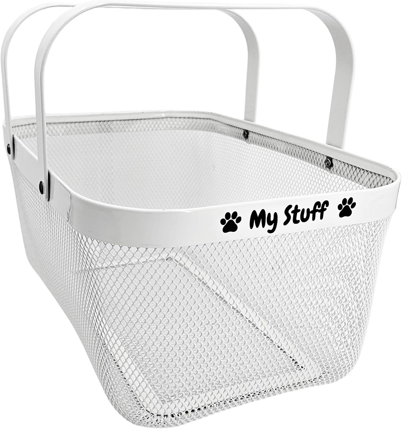 Dog Toy Basket Metal Mesh Metal, Chew Proof Dog Toy Bin, Durable Dog Toy Box, Sturdy Dog Toy Storage (White)