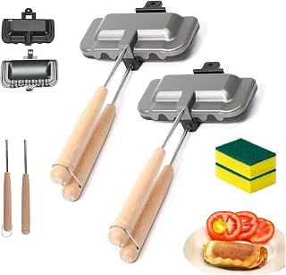 Hot Dog Pocket Maker, Double-Sided Flip Pocket Pan, 2026 Hot Dog Toaster, Portable Flip Sealed Grill Pan, Non Stick Frying Pans, for Breakfast Pancakes, Toast, Omelets (Gray,2pcs)