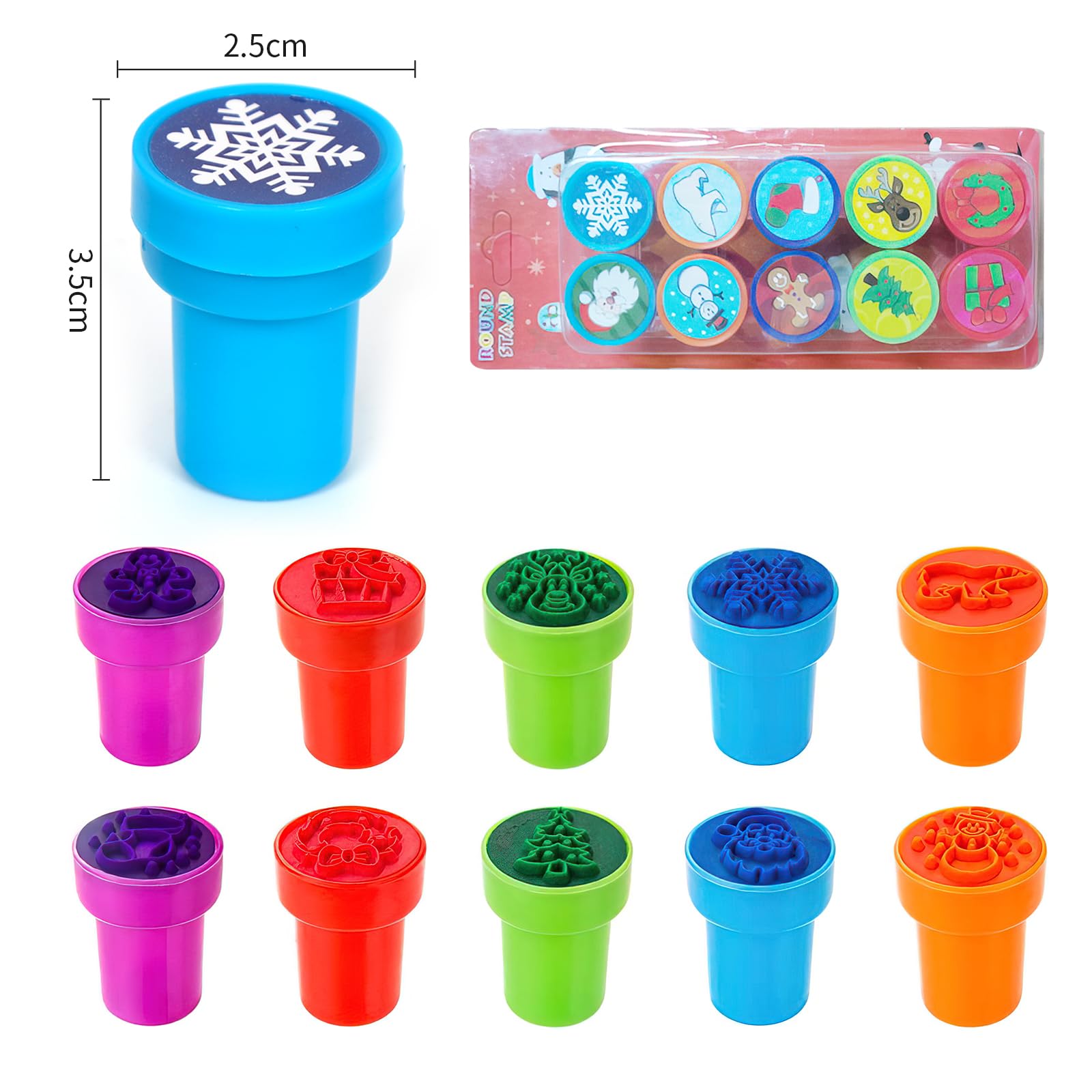 Set Di 8 Timbri Natalizi In Legno Con Tampone 4 Colori, Per Bambini, Scrapbooking E Decorazione Regali