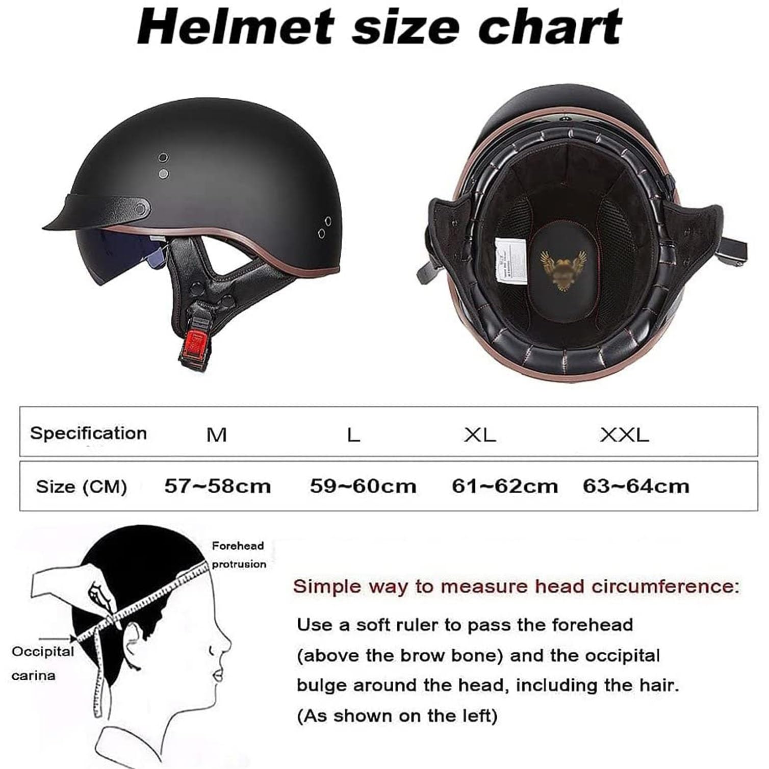 Kask motocyklowy w stylu vintage w niemieckim stylu. Certyfikat ECEDOT - ultralekka skorupa ABS z osłoną przeciwsłoneczną, oddychającą, zdejmowaną wyściółką.