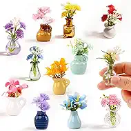 12Pcs Cute Mini Ceramic Vase Magnets for Fridge, Funny Small Vase Magnetics with Flowers, Tiny Plant Vases for Refrigerator, Kitchen, Office Decoration