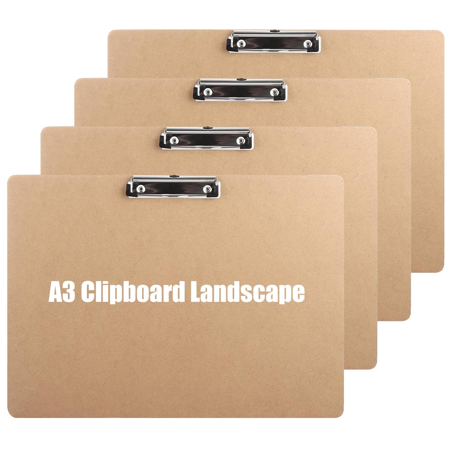 Wintfarm 4 Pack A3 Clipboard Landscape, Extra Large Wooden Clip Board for Drawing, A3 Drawing Clipboards Horizontal with Low Profile Clip for Artist Sketch