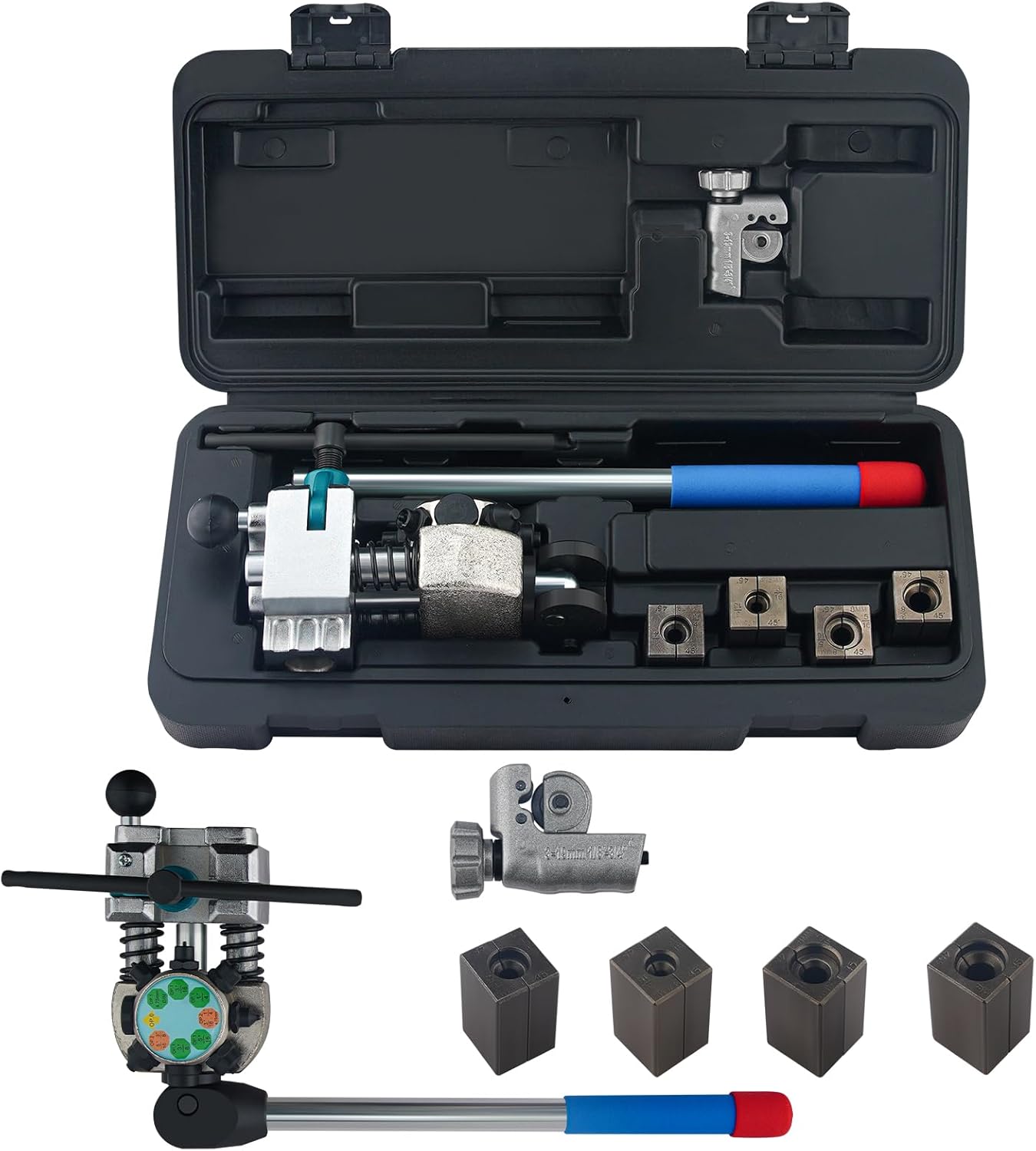 Professional Brake Line Flaring Tool 45 Degree Set Single, Bubble, Double Flare Tool Kit for Steel, Copper Tube
