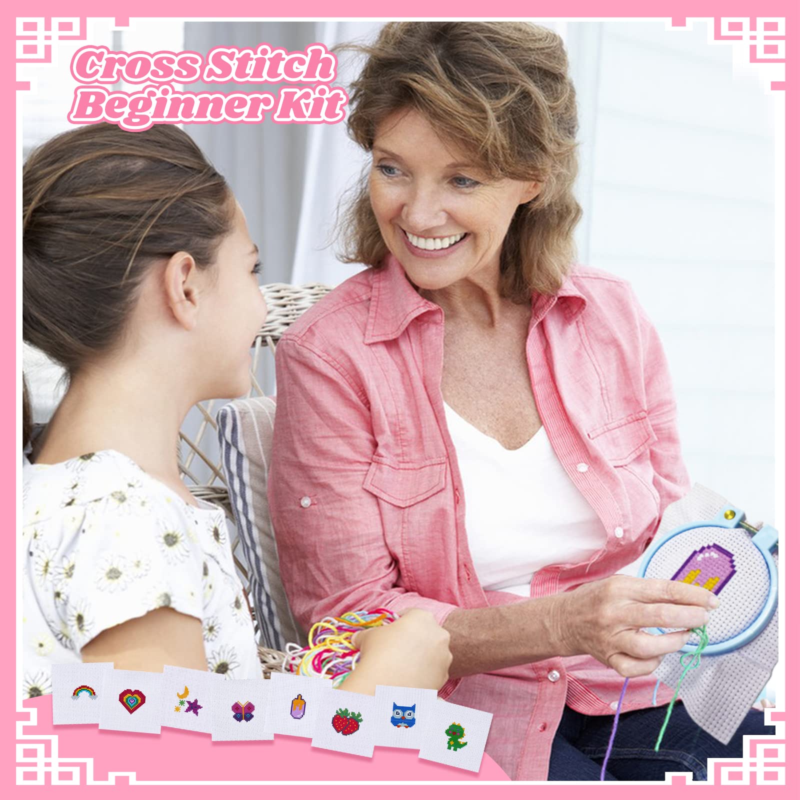 Kit Ricamo Bambini 7-13 Anni - 8 Motivi Con Portachiavi | Punto Croce Per Principianti - Foto 12