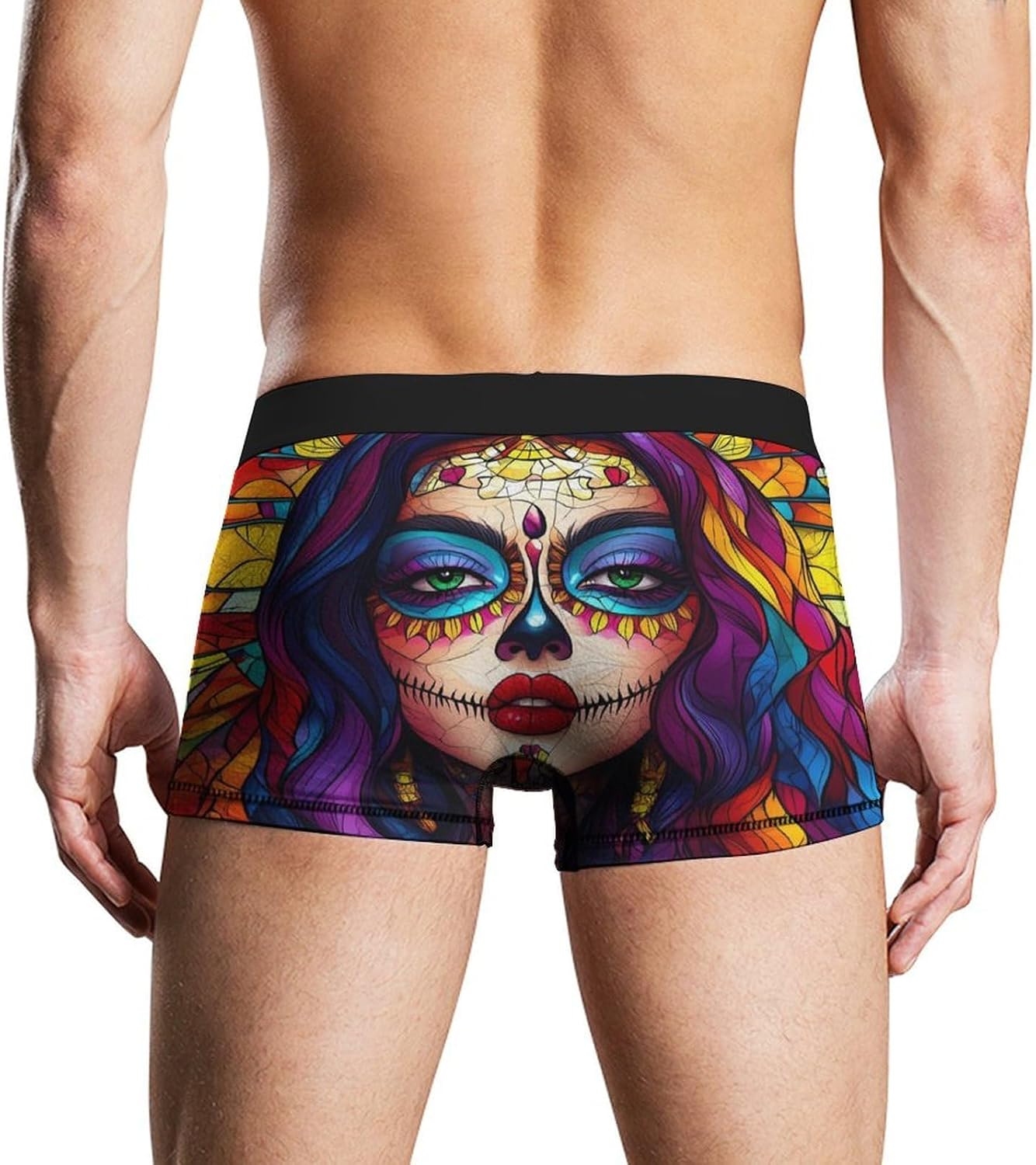Day of The Dead Floral Skull Goth Mens Underwear Moisture-Wicking Boxer Briefs Breathable Shorts Underpants Trunks