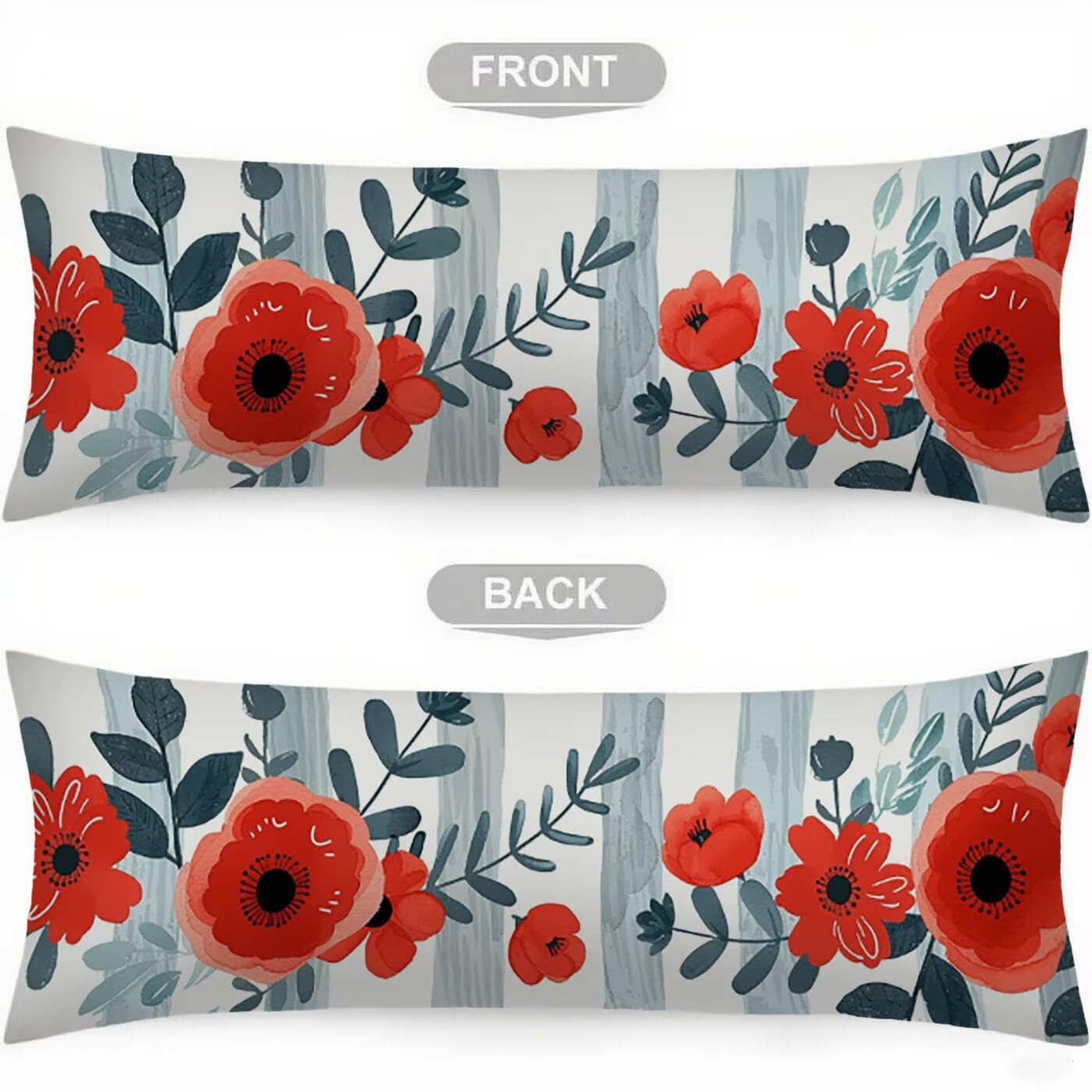 Banda Federe Cuscini Divano 60 x 180 cm, Cuscini per Divano in Velluto Cotone Morbida e Traspirante, Fiore Copricuscino Letto con Cerniera Invisibile Federe Cuscino per Arredamento Casa Letto B-6969