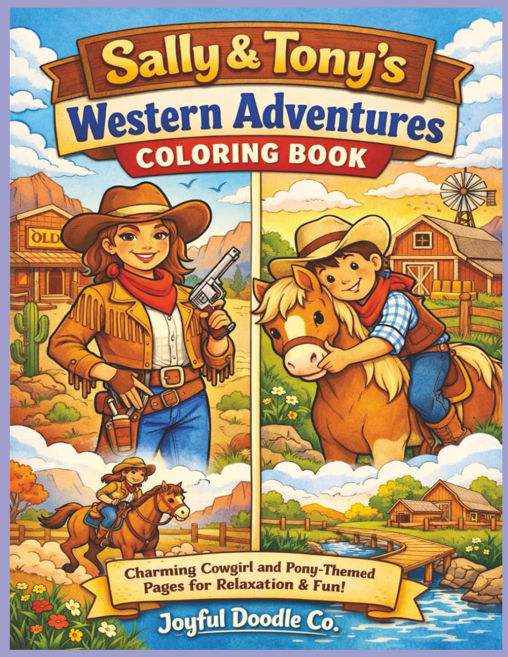 Sally And Tony’s Western Adventures Coloring Book: Charming Cowgirl and Pony-Themed Coloring Pages for Relaxation, Creativity, and Fun